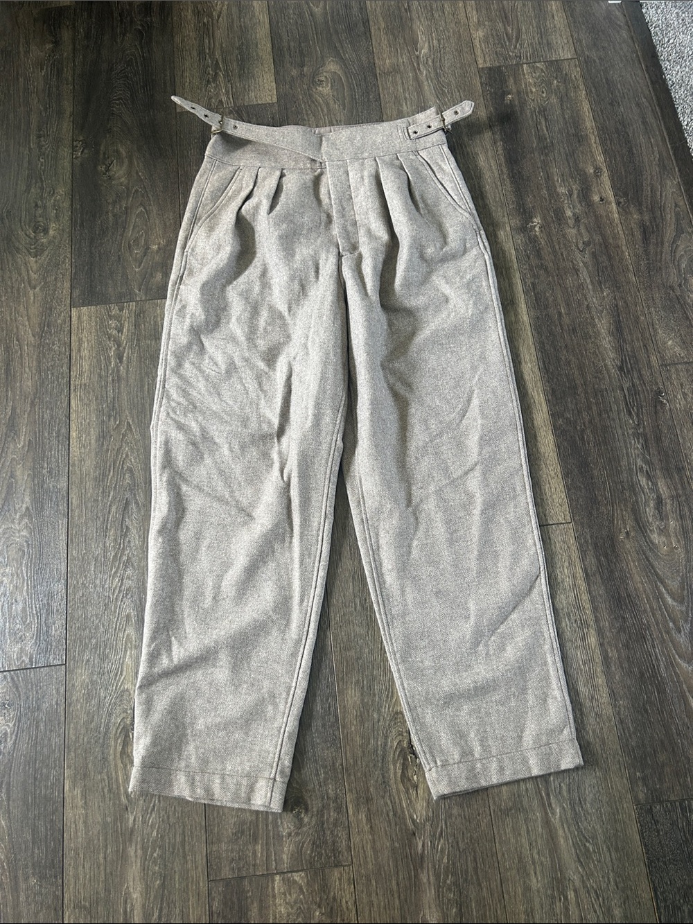 Banana Republic Factory Straight Leg Pleated Wool Blend Trousers